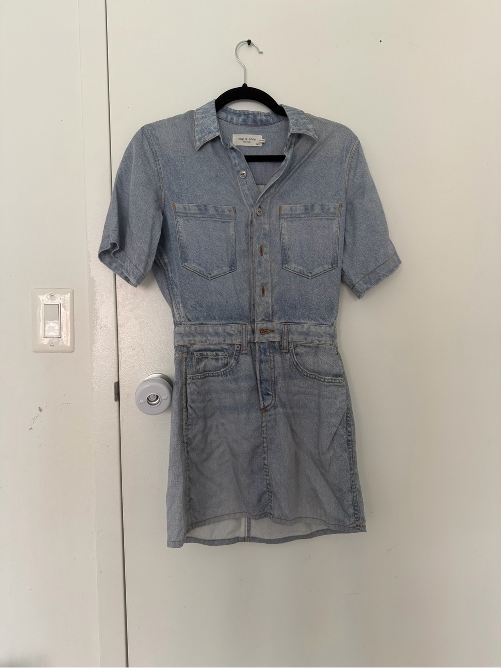 Rag & Bone Miramar Light Wash Denim Shirt Dress - Light Blue